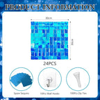 24PCS Colorful Lake Blue Shimmer Wall Backdrop, Square Sequin Photo Backdrops Panel, Glitter Wall Background for Birthdays, Weddings, Christmas, Engagements, Disco Bachelorette Party Decor (3FTx4FT)