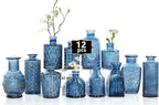 Mini Bud Vases As Wedding Centerpieces for Tables,Clear Bud Vases for Flowers,Small Flower Vases Suitable for Birthday Party,Anniversary,Wedding Reception,Baby Shower (Blue, 12PCS)
