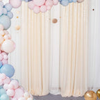 ShinyBeauty Ivory Backdrop 2FTx8FT Sequin Curtains 8 Pieces Photo Backdrops Glitter Photograph Background Beige Curtain Panles for Birthday/Baby Shower/Prom Decorations