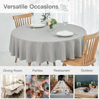 maxmill Linen Textured Tablecloth Spill-Proof Stainproof Wrinkle Free Washable Fabric Table Cloth for Circular Table Cover, Dining Room Buffet Banquet Party Holiday Dinner, Round 70 Inch Light Grey