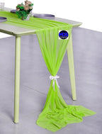 MDS Halloween Chiffon Table Runner - 25 Pack, 29 x 120 Inches, 10ft Each - Sheer Spooky Table Runners for Haunted House Parties, Trick-or-Treat Tables, Witchy Décor, Wedding & Events - Parrot Green