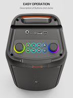 Karaoke Machine for Adults, Portable Bluetooth Speaker with 2 Wireless Microphones, PA System with Disco Lights for Big Party, Outdoor, Supports USB/TF/REC/AUX, Ideal Gifts for Family, Music Lover