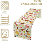 Ice Cream Table Runner, Fruit Ice Popsicles Cold Summer Desserts Seasonal Dinner Runner for Party Holiday Home Kitchen Dining Table Decor 13"x60"