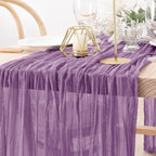 MLMW 4 Pack Fall Table Runner Purple Cheesecloth Boho Rustic Sheer Cheese Cloth Table Runner 160 inch 13.3ft for Halloween Wedding Party Baby Bridal Shower Birthday