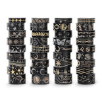 36 Rolls Glow-in-The-Dark Starry Washi Tape Set with Gold Foil Celestial Patterns - Writeable Decorative Tapes for Scrapbooking, Bible Journaling, Bullet Journals 0.6" x 79" per Roll
