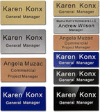 Custom Metal Engraved Name Tag Badge for Business Personalized Identification with Pin or Magnetic Backing ID Badge (Gold/Black, 1" x 3")