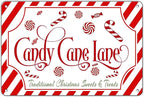 Christmas Candy Cane Lane Metal Tin Sign Traditional Christmas Sweets and Treats Winter Sign for Home Living Room Outdoor or Indoor Wall Decor Gift Christmas Candy Cane Lollipop 8x12Inch