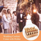 30 Pieces biodegradable confetti Cones and Stand Tray Paper Cone Box 30 Holes Suitable Placing Dried Flower Petals Confetti for Wedding, Engagement, Party, Birthday (Kraft)