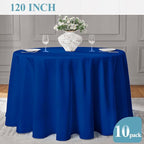 VidaFete Tablecloth 10 Pack 120inch Round Table Cloth Polyester, Stain Wrinkle Resistant Polyester Dining Table Cover for Kitchen Dinning Party Wedding Round Tabletop Buffet Decoration(Royal Blue)