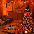 YEGUO 165ft 500 LED Halloween Lights Outdoor Waterproof, 8 Modes Orange String Lights Plug in, Green Wire Christmas Lights Indoor with Timer Memory