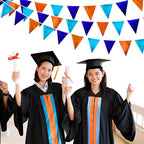 Orange Blue Party Decorations Metallic Fabric Triangle Pennant Flag Bunting Banner Garland for Birthday Baby Shower Graduation Bridal Shower Wedding Bachelorette Engagement Space Theme Party Supplies