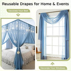 Wedding Arch Draping Fabric 29" x 19Ft Sheer Drapes for Backdrop Wedding Ceremony Reception Ceiling Decor Curtain Baby Bridal Shower Decoration (Dusty Blue, 2 Panels)