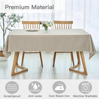 maxmill Linen Texture Tablecloth Water Resistance Antiwrinkle Spillproof Wipeable Washable Fabric Table Cloth for Dining Room, Buffet Banquet Party Holiday Dinner, Rectangular 60 x 108 Inch, Linen