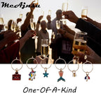 24Pcs Wine Glass Charms & Markers - Reusable Identifier Tags for Stem Glasses - Funny Non-Scratch Charms for Summer Beach, Christmas & Wine Party