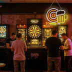 Beer Darts Neon Sign,Neon Signs for Wall Decor,Led Beer Sign for Bar,Neon Light Sign for Man Cave,Beer Sign for Bedroom,Light Up Sign for Bar,LED Wall Art Neon Sign for Party,Pub,Clubs