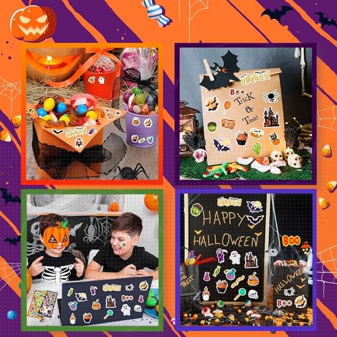 36 Sheets Halloween Stickers, Halloween Stickers for Kids Treat Bags Classroom Crafts Gifts Decorations, Halloween Party Favors, Trick or Treat Party Supplies