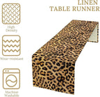 Leopard Print Dinning Table Runner, Cotton Linen Rustic Cottage Country Farm Safari Wildlife Fur Print Table Runners for Table Dresser Runner Dinning Kitchen Party Holidays Home, 13x108 Inch