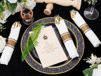 400PCS Pre Rolled Gold Plastic Silverware Sets - Heavy Duty Hammered Gold Cutlery Include 100 Pack Wrapped Disposable Utensils with Napkins for Parties, Dinners & Weddings