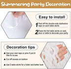 6 Pack 29 x108 Inch Macaron White Wave Foil Fringe Table Skirts Metallic Banner for Tinsel Streamer Garland Backdrop for Parade Floats, Mother's Day, Easter, Wedding, Birthday Party Decoration