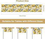 Floral Table Runner,Yellow Flowers Spring Print Table Cloth Kitchen Dining Table Home Party Decoration 13x60 Inch