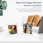 Acrylic Magnetic Picture Frames 4x4-2Pack Clear Freestanding Photo Frame.Double-Sided Scalloped Edges, 10+10mm Thick Block, for Modern Desktop Display &Perfect for Gifts (2 Pack, 4X4)