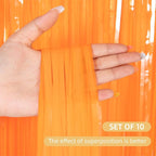 10 Pack Orange Foil Curtain Backdrop 3.2ft x 8.2ft Macaron Tinsel Foil Fringe Curtains Streamer Photo Booth Backdrop for Birthday Party Baby Shower Engagement Wedding Holiday Decor (Macaron Orange)