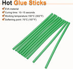 HARFINGTON 10pcs Hot Glue Sticks 0.28" Dia x 11.81" Long EVA Mini Hot Melt Adhesive Glue Stick for Hot Melt Gun Wood Plastic Glass Flowers Fabrics Foam, Deep Green