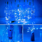 Wine Bottle Lights with Cork 15Pack 10 LED 40 Inches Battery Operated Silver Wire Liquor Fairy Mini String Lights for Party Christmas Halloween Wedding Decoration (Blue)