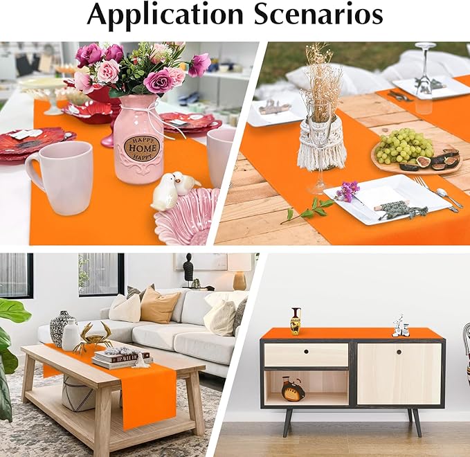 2 Pack Orange Small Short Table Runner 12 x 24 Inch Solid Color Runners Coffee Table Dresser for Daily Party Home Decoration