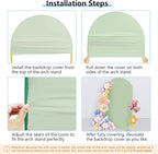 HEMMOTOP 7.2 ft Arch Backdrop Cover(One Piece Double Color), Green and Sage Green Spandex Arch Stand Covers, Fabric Stretchy Background for Balloon Arches, Wedding, Birthday Party, Baby Shower