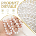 33 Feet Faux Pearl Beads Garland 10mm Craft String Pearls for Wedding Centerpiece Christmas Tree and Flowers Decoration DIY(White)