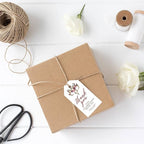 Andaz Press 100-Pack Personalized Thank You for Celebrating with Us Wedding Favor Tags with Bakers Twine Boho Rustic Floral Antlers Custom Cardstock Wedding Gift Tags for Party Favors 2 x 3.75-Inches