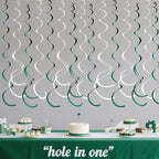 36 Pcs Green White Hanging Swirl Decorations Felt Swirl Streamer Spiral Ceiling Garland for Birthday Graduation Wedding Retirement Baby Shower Spring Summer Christmas Masters Golf Party Decor Supplies