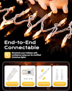 Brightown Clear Christmas String Lights, 3 Pack Each 100-Count 25ft Incandescent Bulb Mini Lights for Indoor Holiday Decor, Christmas Tree Garland Wedding Party Festival Decoration, White Wire