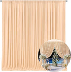 10 x 7 Feet Champagne Backdrop Curtain for Partie, Background Curtains for Photoshoot, Birthday, Wedding, Halloween, Thanksgiving, Christmas Day, New Year Party Decorations 5Ft x 7Ft, 2 Panels