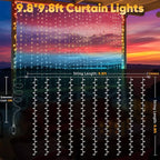 suddus Curtain Lights, 300 Led 9.8 * 9.8ft Sunset Curtain Fairy Lights, Hanging Lights for Bedroom, Backdrop, Room Decor, Wall, Window, Party, Tapestry, Multicolor
