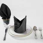 Cloth Napkins 17x17 inch Washable Polyester Dinner Napkins Soft Table Napkins for Wedding Party Dining Banquet(Black,100PCS)