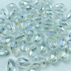 100pcs 8x12mm Teardrop Crystal Glass Beads Vertical Hole Faceted Glass Teardrop Spacer Beads for Bracelets Necklace Earring DIY Jewelry Making Craft(Transparent AB)