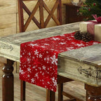 Christmas Snowflakes Cotton Linen Table Runner for Dining Kitchen, Red Xmas Winter Snow Wedding Outdoor Party Tablerunners Decoration, New Year Dresser Scarf Coffee Tablecloth Runners 13x72 Inches