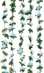 Miracliy 5Pcs 41FT Blue and White Flower Garland Artificial Rose Arch Vines Fake Spring Floral Garland for Flower Wall Backdrop Wedding Mothers Day Garden Tea Party Decoration