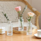 ComSaf Glass Bud Vases Set of 3, Small Flower Vases in Bulk, Mini Ribbed Vases for Centerpieces, Clear Vintage Vase for Table Decorations, Wedding, Party, Receptions, Home Decor (Different Sizes)