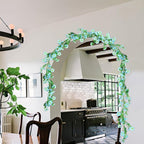 6.5Ft Artificial Blue Flower Garland Fake Daisy Floral Garland Hanging Flowers Silk Vines with Green Leaves for Backdrop Arch Wall Home Indoor Tiffany Blue Wedding Decor