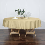 Efavormart Round Tablecloth, 90 Inch Stain & Wrinkle Resistant Washable Table Cloth, Decorative Polyester Fabric Table Cover for Banquet, Wedding, Dining- Champagne