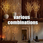 Fudios Lighted Brown Branches with Timer 32 in 100 LED for Vases Battery Operated, Artificial Willow Branch Twigs with Warm White Lights for Christmas Holiday Party Decor