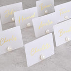 UNIQOOO 12Pcs Decorative Pearl Place Card Holders Bulk, Elegant Ivory Name Card Stands Set, for Wedding Table Place Cards, Dessert Table Decor, Retail Shop, Business Card, Name Tag, Party Food Signs
