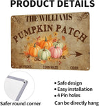 Personalized Halloween Farm Fresh Pumpkin Metal Sign Fall Decor with Family Name Text Custom Pumpkin Patch Farm Signs for Fall Thanksgiving Garden Farmhouse Wall Decoration
