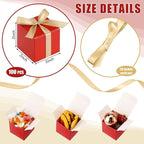 Jutom 100 Pcs Mini Favor Boxes Extra Small Candy Boxes Paper with Gold Ribbon for Christmas Thanksgiving Day Birthday Wedding Anniversary Supplies(2 x 2 x 2 Inch,Red)