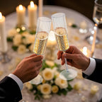 Ciaell 24 Pack Plastic Champagne Flutes - 6oz Ribbed Disposable Champagne Glasses - Clear Vintage Mimosa Glasses with Long Stem, Elegant & Lightweight for Weddings, Birthdays, Parties