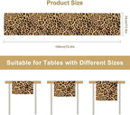 Leopard Print Dinning Table Runner, Cotton Linen Rustic Cottage Country Farm Safari Wildlife Fur Print Table Runners for Table Dresser Runner Dinning Kitchen Party Holidays Home, 13x120 Inch