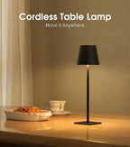 UME 3 Pack Cordless Table Lamp, Battery Operated Lamp - Portable Waterproof Rechargeable Table Lamp w/ 3 Color Temps & Stepless Dimming for Dinner, Desk, Cafe, Outdoor (Black)